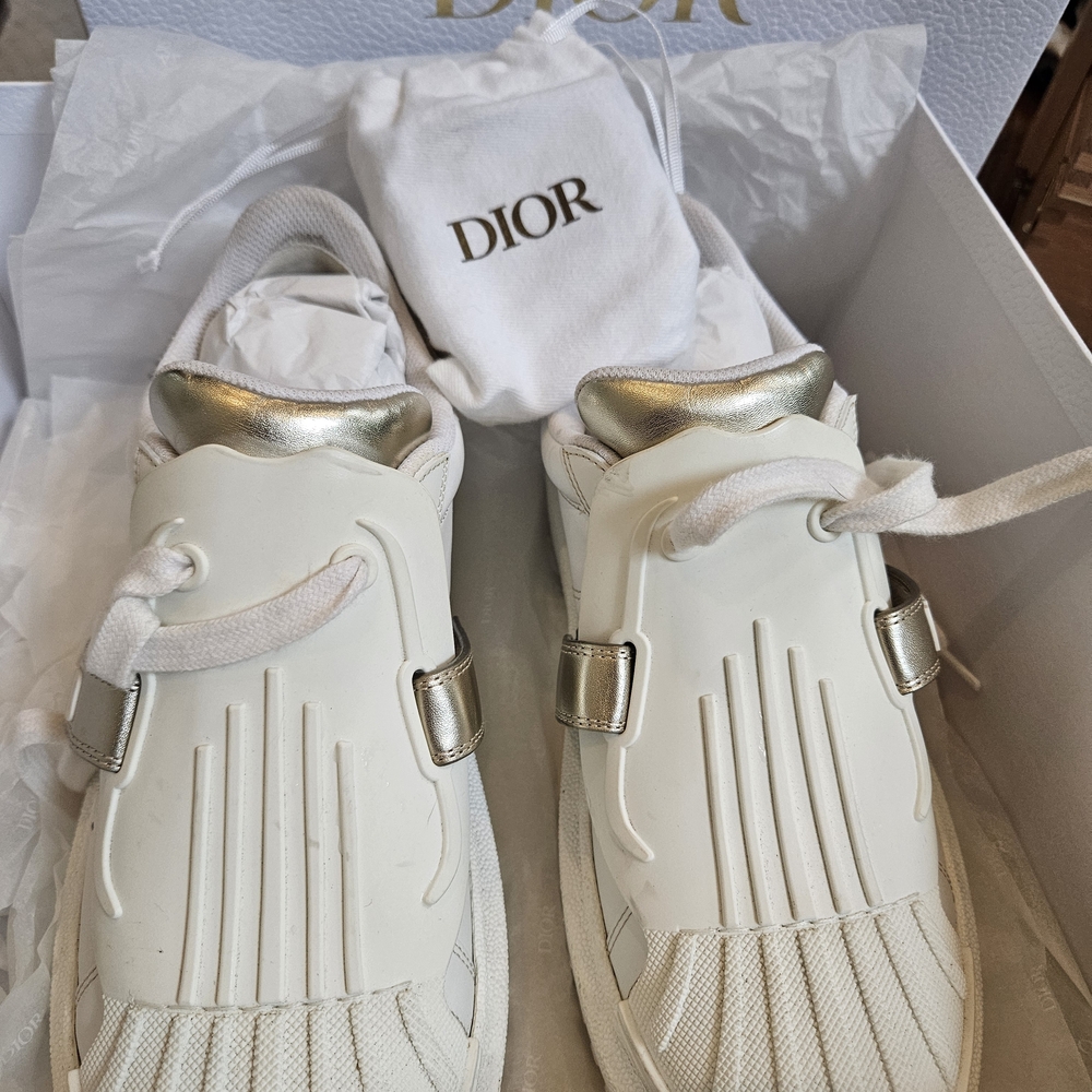 Dior White Sneakers with GOLD Highlights